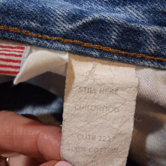 Still Here Childhood Jeans Hand Painted Line Blue Wash Stones & Rocks Size 24 - Picture 12 of 15